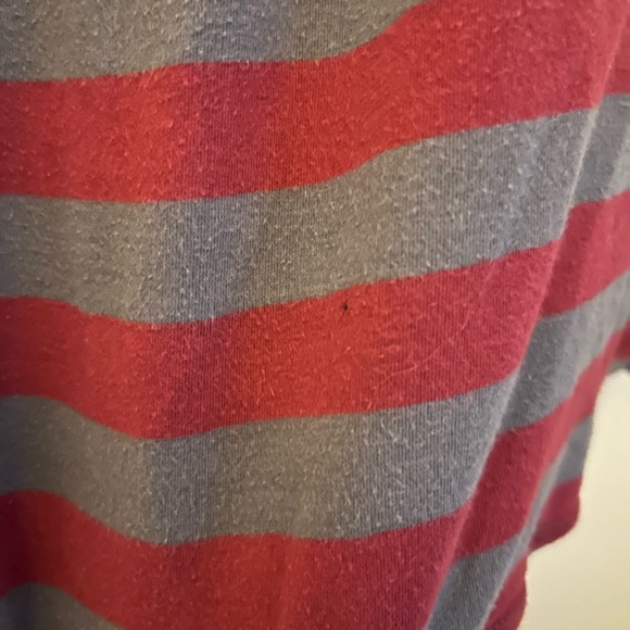 Gray & Maroon Long Sleeve VNeck Striped Top, Size 1X - Picture 2 of 6